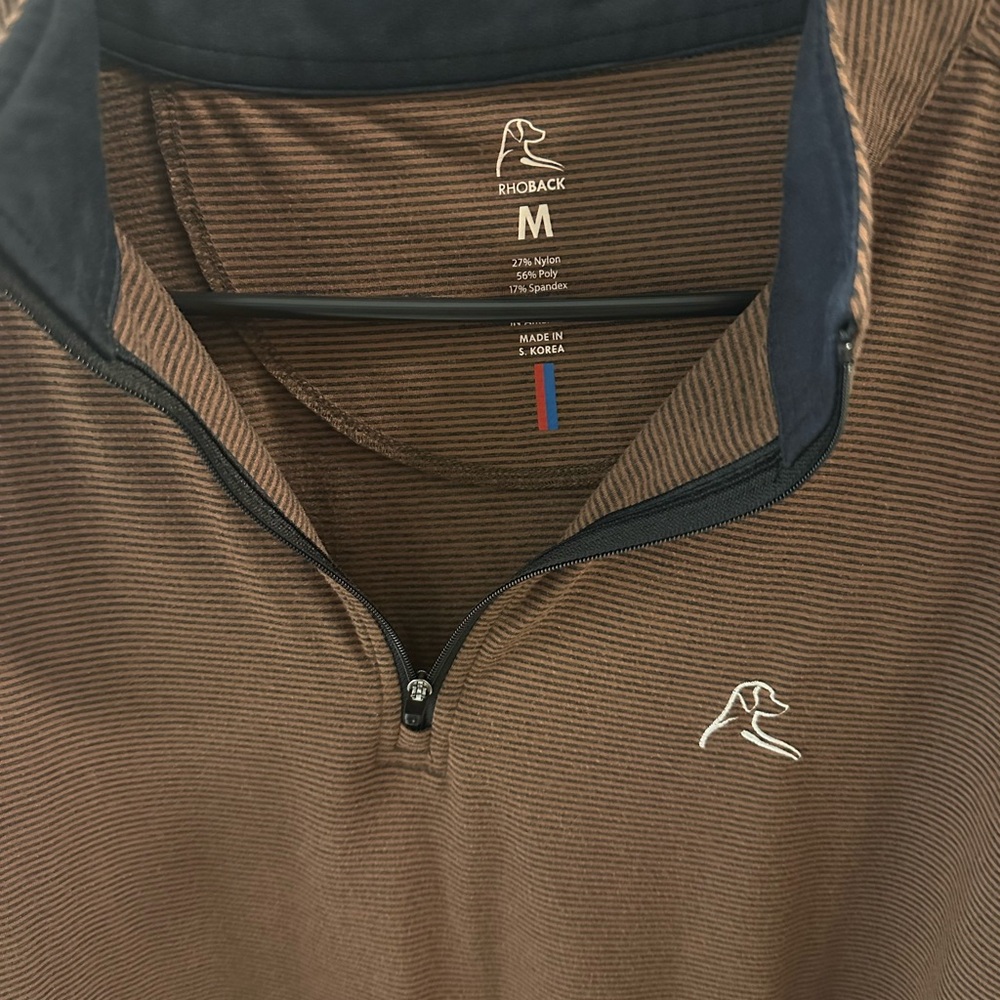 Rhoback Chocolate Striped Quarter-Zip